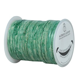 Autentico - Cuerda plana de piel para hacer collares, pulseras y joyas, correa de piel de vaca auténtico, cordón trenzado para agujetas de zapatos y manualidades (verde envejecido, 3 mm)