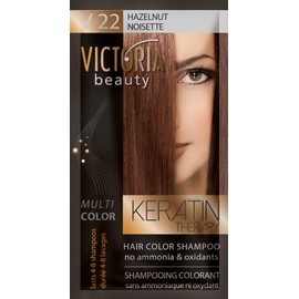 Victoria Beauty - Colour Shampoo for Coloured Hair with Keratin, Tint Wash, Tint Shampoo without Ammonia and Oxidants Hair Hazelnut No. 22 (6 x 40 ml)