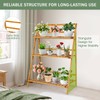 COSTWAY Bamboo Plant Stand, Foldable Multifunctional Flower Display Ladder Shelf,