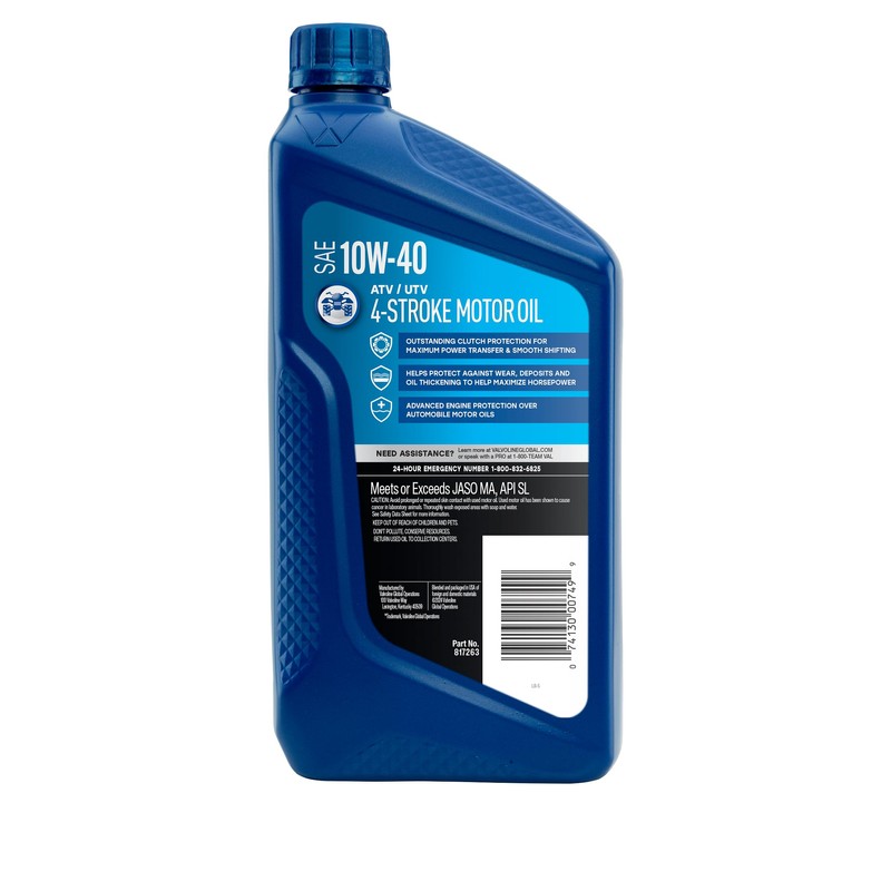 Valvoline 4-Stroke ATV/UTV SAE 10W-40 Motor Oil 1 QT, Case