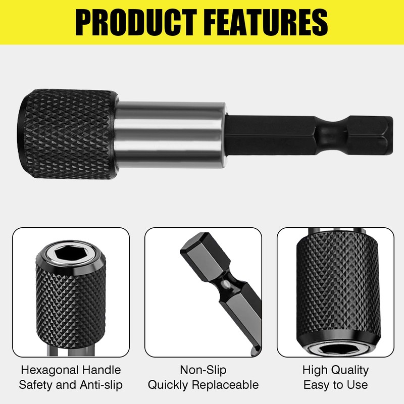 9 Pieces Magnetic Bit Holder 60 mm, Bit Holder Magnetic