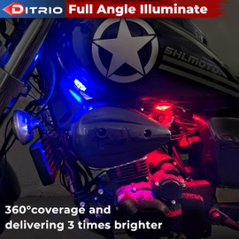8PCS 5 Sides Full Angle RGB Motorcycle LED Underglow Kit with APP and 2 Remote Control,Brake Light Bright Waterproof Music Mode Easy Install Underglow Lights, Fit for Most Motorcycles Scooter