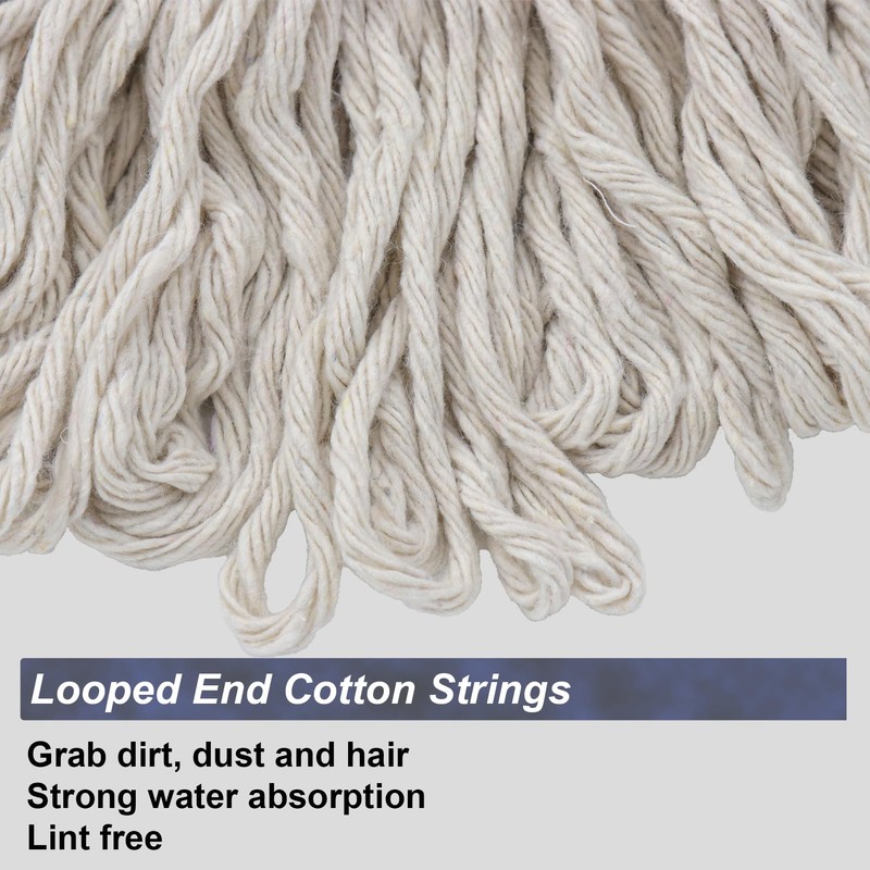 Cotton String Screw on Mop Replacement Head Compatible with All