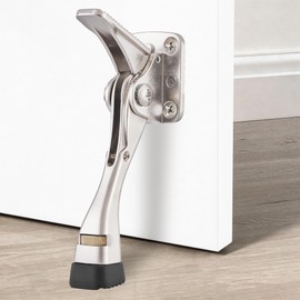 Tope de puerta para parte inferior de la puerta, níquel satinado, paquete de 2 | Aluminum Alloy, Anti-Slip Rubber Tip, For Bedroom, Office, Kitchen Do