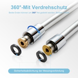 OFFO Shower Hose 1.2 m PVC Universal Shower Pipe with Shower Hose Short Washing Machine High Pressure Shower Hose 1 m for Bathroom Fittings Replacement, Silver