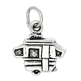 LGU Sterling Silver Oxidized Small Pop Up Camper RV Motor Home Charm Pendant