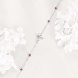 VONALA Cross/Virgin Mary 925 Sterling Silver Bracelet Adjustable Chain Jewellery Gift for Women Birthday Christmas, Sterling Silver, No gemstone