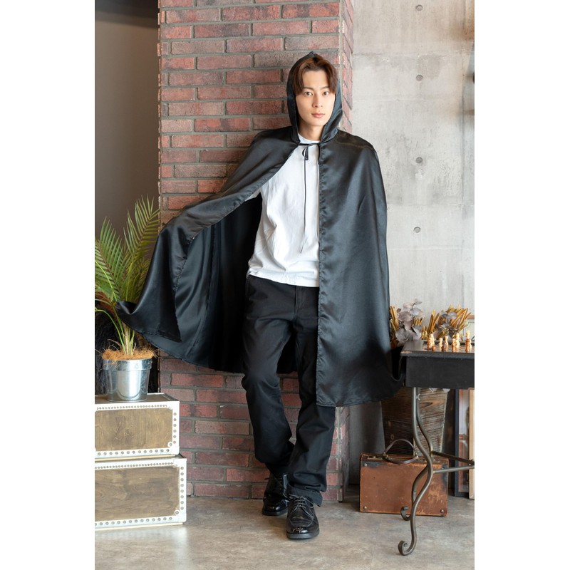 Clearstone Men's Cosplay Halloween Black Cloak Unisex Black
