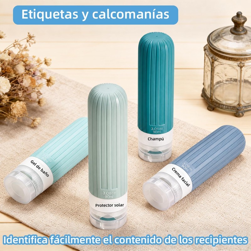 Kit de Viaje 18 Piezas Botellas de Silicona,Envases para Viaje