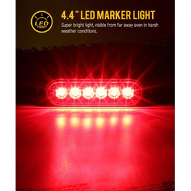 Partsam 4Pcs 4.4 inch Aluminum Housing Red LED Clearance Side Marker Lights, Surface Mount Marker Lights for Trailer Pickup Truck Tractor RV Motorcycle Golf Cart,IP67 Waterproof