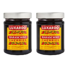 Luxardo Gourmet Cocktail Maraschino Cherries | for Old Fashioned, Manhattan and Desserts, 400G Jar. [Pack of 2]