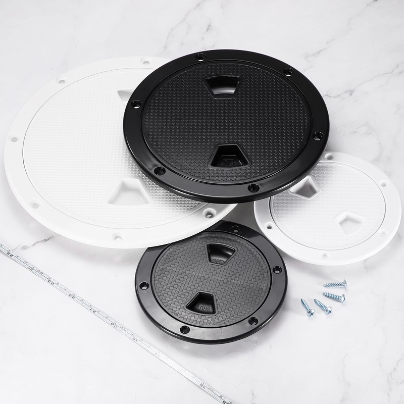 sourcing map Boat Hatch with Screws 4" Round Black