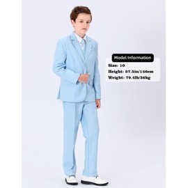 A&J DESIGN Suit for Boys Easter Outfit Kids Prom Formal Dress Suit Wedding Ring Bearer Graduation Outfit Size 16 Light Blue