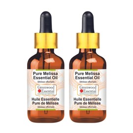 Greenwood Essential Pure Melissa Essential Oil (Melissa officinalis) with Glass Dropper Natural Therapeutic Quality Steam Distilled (Pack of Two) 100 ml x 2 (6.76 oz)