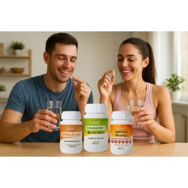 Kit 3 Suplementos Alimenticios Omegas, B6 Calcio, Colageno