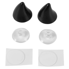Giyofom Motorcycle Helmet Corner Horn Decoration Accessories Elastic Suction Bowl Soft Horn Decoration Head Cover Black