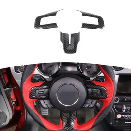 RT-TCZ Carbon Fiber Steering Wheel Decoration Interior Trim Kit Accessories for 2015-2022 Ford Mustang