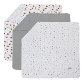 Receiving Blankets Girl 3 Pack 100% Cotton Swaddle Blankets Knitted Unisex Baby Blankets 35" x 35" Newborn Receiving Blankets Soft Newborn Baby Boy Swaddle Blanket (Gray Bee Stars)