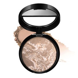 Transfer Resistant Water & Sweat Proof, Buildable Light to Coverage, Colour Correcting Powder Foundation Full Coverage for Mature Skin, Long-lasting 24H Wear, Shimmer Brick Pressed Bronzer (TAN)