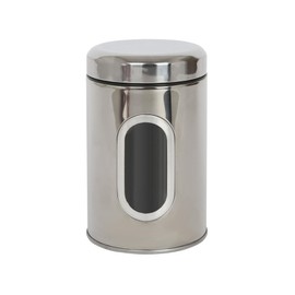 Harbour Housewares Food Storage Container - Chrome - 1pc Transparent Window Airtight Tea Coffee and Sugar Canisters Set Kitchen Caddy Stainless Steel Storage Jars
