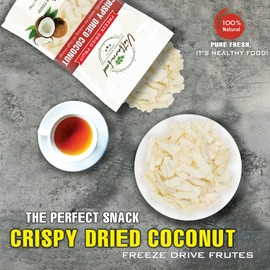 CRISPY DRIED COCONUT 2.47 oz (70g) VIETFARMFOOD: Freeze-dried, no sugar added, naturally sweet. Nutritious, pure, and crunchy. Great for snacking, toppings, desserts, or healthy gifting.