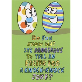 Sellers Publishing RSVP Two Colorful Easter Eggs on Green: Knock Knock Joke Funny Juvenile Kids Easter Card for Boy or Girl