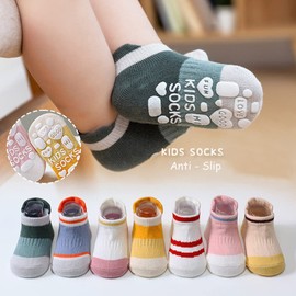 Snegyu 5 Pack Unisex Childrens Kids Boys Girls Cotton Crew Socks Low Cut Trainer Socks Toddler Baby Anti-slip Ankle Floor Grip Socks 8-12 Years