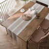 Niviy Farmhouse Table Runner, Embroidered Striped Braided Coffee Boho Table