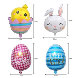 BORFUE 8pcs Easter Balloons Easter Egg Bunny Rabbit Chicken Balloons Easter Party Decor Photo Props for Party Baby Shower Home Decorations Accessories