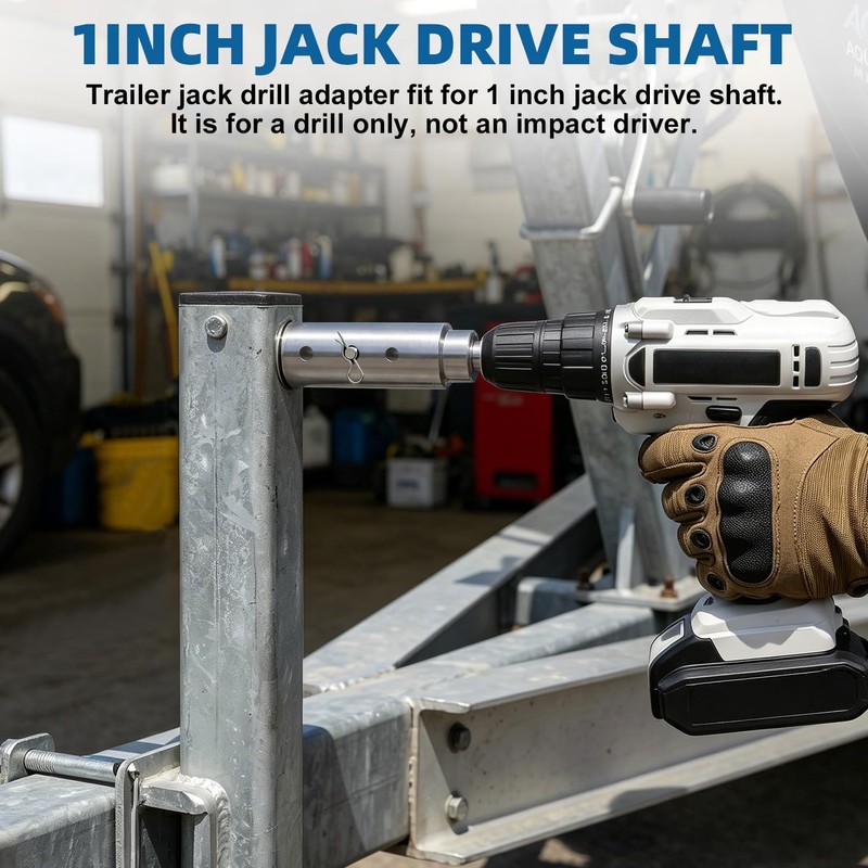 Trailer Jack Drill Adapter, Upgraded Stainless Steel 1 Inch Cordless