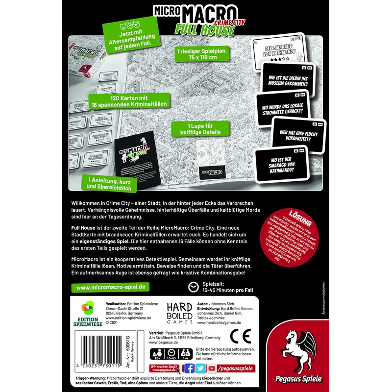 Pegasus Spiele 59061G MicroMacro Crime City 2-Full House, Multi-Colour, Multi-Coloured