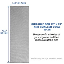 5BILLION Hot Yoga Mat Towel 24x72 inch, 61 x 183cm Hot Yoga Towel, Non Slip Yoga Mat Cover Towel, Super Absorbent, Machine Washable, Fast Drying (Gray，No Corner Pocket)