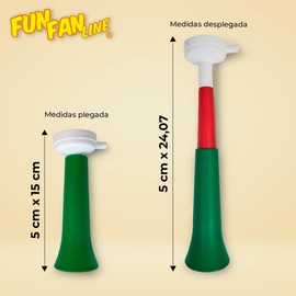 FUN FAN LINE - Pack x3 Plastic Trumpets/Vuvuzela stadium horn for soccer and sports events. Soccer fan trumpet. Noisy air horn for cheerleading and animation. (Wales)