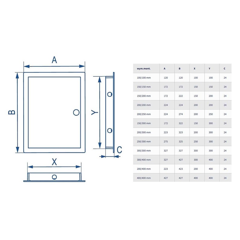 Plasterboard Access Panel Black 100x100mm Soft Closing Polished PVC