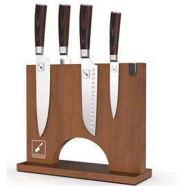 imarku Magnetic Knife Block Holder, Double Sided Kitchen Knife Holder for Counter Top, Universal Knife Block without Knives, Magnetic Knife Holder with Knife Sharpener