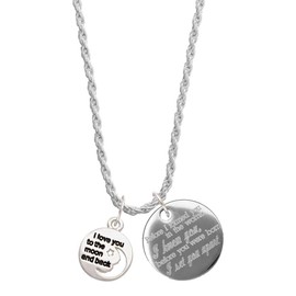 Delight Jewelry Silvertone Small I Love You to the Moon I Knew You, I Set You Apart Charm Necklace, 20"+3"