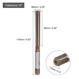 sourcing map Hand Reamer 9mm H7 Metric Reamer Drill Bit for Metal Wood Hole Reaming, Straight Flutes 9SiCr Alloy Steel Cutting Tool