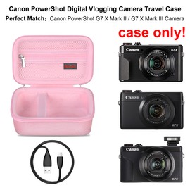Elonbo Carrying Case for Canon PowerShot G7 X / G7 X Mark II / G7 X Mark III / G9 X Mark III Digital 4K Vlogging Camera, 4K Video Streaming Camera Hard Travel Storage Bag. Pink