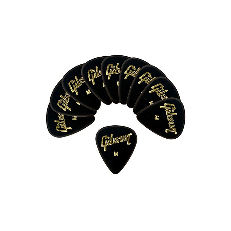 Gibson Pick Teardrop MEDIUM-BLK x 10 Piece Set