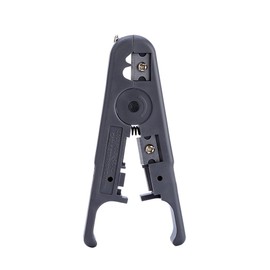 Multi-functional tool with round cable stripper, cable cutter, flat cable stripper, rotating blade adjustable to fit different insulation thicknesses