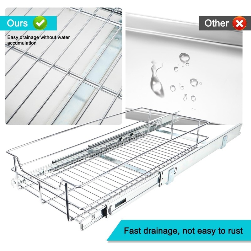 Pull Out Cabinet Organizer 14" W X 22" D, Slide