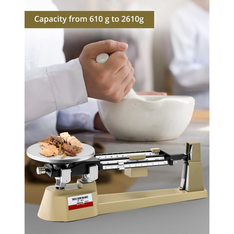 QWORK Triple Beam Mechanical Balance, 2 Pack 2610g/0.1g Lab Analytical