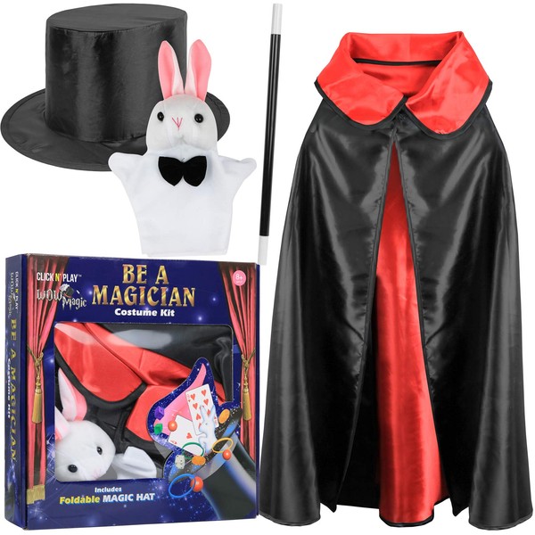 Click N' Play Magician Pretend Play Dress Up Set with Accessories, Hat & Rabbit Magic Tricks