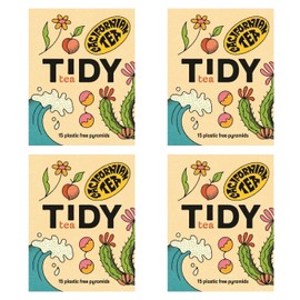 Tidy Tea, Californian Tea, 4 x 15 Plastic Free Pyramid Tea Bags, a Dreamy Blend of Black Tea & Peach