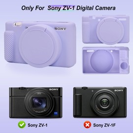Canboc Protective Case for Sony ZV-1 Digital Camera, ZV1 Soft Silicone Cover with Removable Lens Cover, Purple (Case Only)