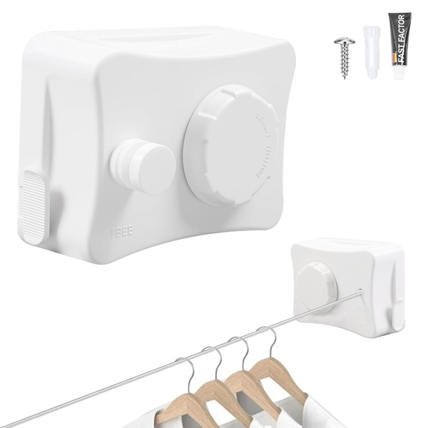 Gemsaya Washing Line Extendable Wall Mounted, Stainless Steel Extendable Washing