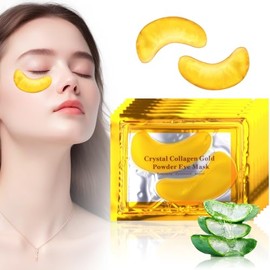 40 Pares de Parches para Ojos-Máscaras de Colágeno de 24 K en Polvo de Oro, Antifaz Antiarrugas, Se Utiliza para Hidratar y Reducir la Apariencia de  