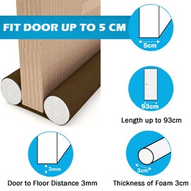 HASA zone Door Seal, 93 cm, Cuttable Draught Excluder for Doors, Oxford Fabric Door Draught Excluder, Energy Saving and Environmental Protection, Door Seals for Sound Insulation and Wind Protection,