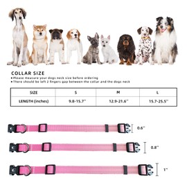 Reflective Nylon Pet Collar with Quick-Release Buckle – Adjustable, Durable, and Safe for Small, Medium, and Large Dogs (Gradient Pink, Medium)