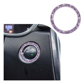 Dickno Dickno Bling Crystal Double Rhinestone Car Engine Start Stop Decoration Ring, Push Start Button Bling Ignition Ring Sticker, Sparkling Car Interior Accessories for Women (Purple, 1 PC)
